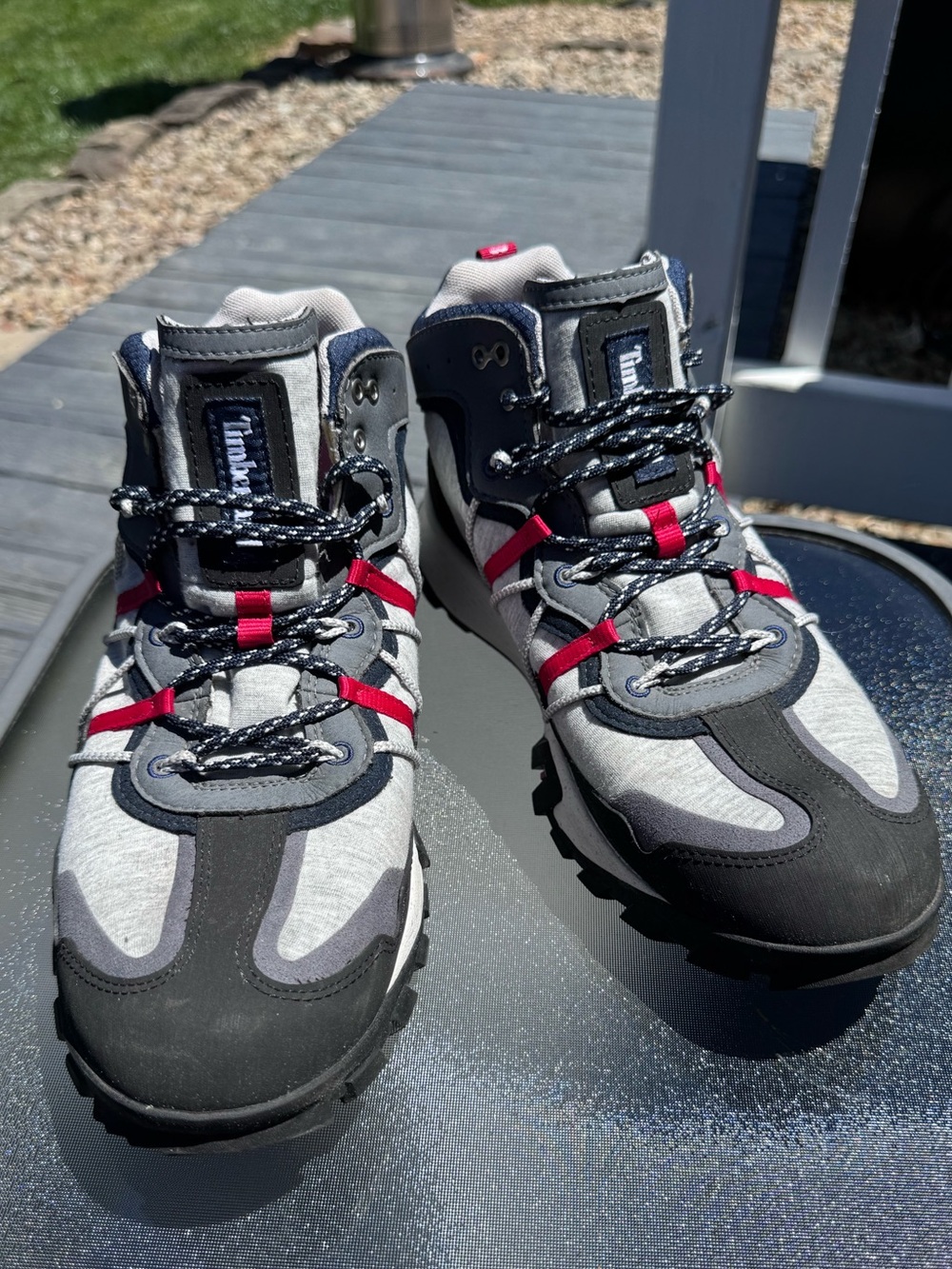 Timberland Gray, Black & Red Trail Boots A2QEG Men’s size 10
